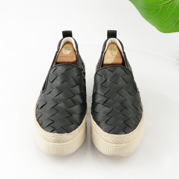 Franco Sarto Womens Hydee Slip On Shoes Size 10 Black Woven Platform Flats Vegan - Picture 2 of 12